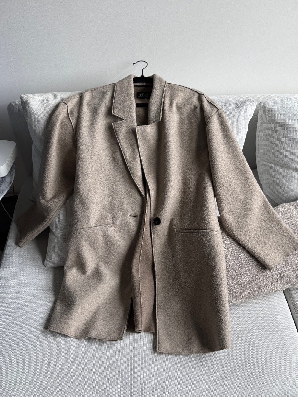Zara Beige Single-Button Pea Coat